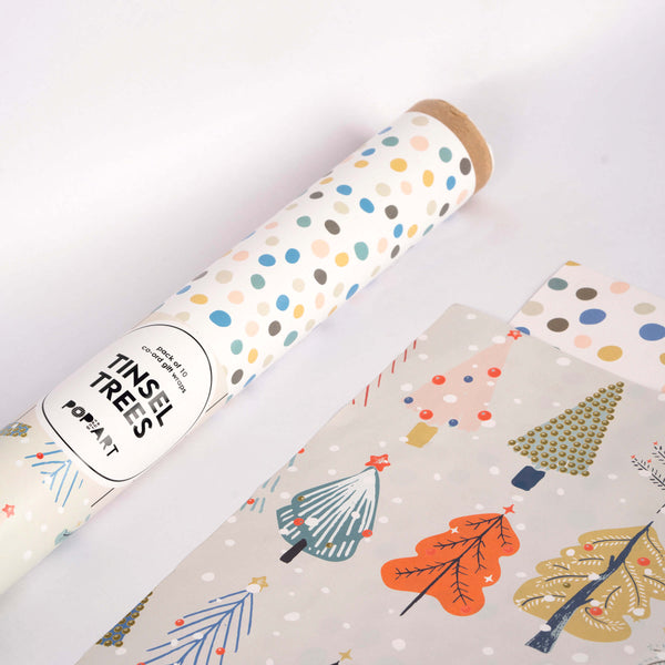 10 Co-ord Gift Wraps | Tinsel Trees
